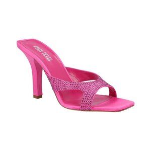 Paris Texas Kate Crystal Leather Mule Pink Ruby Heels EU 38 US 7.5 / 8 NIB